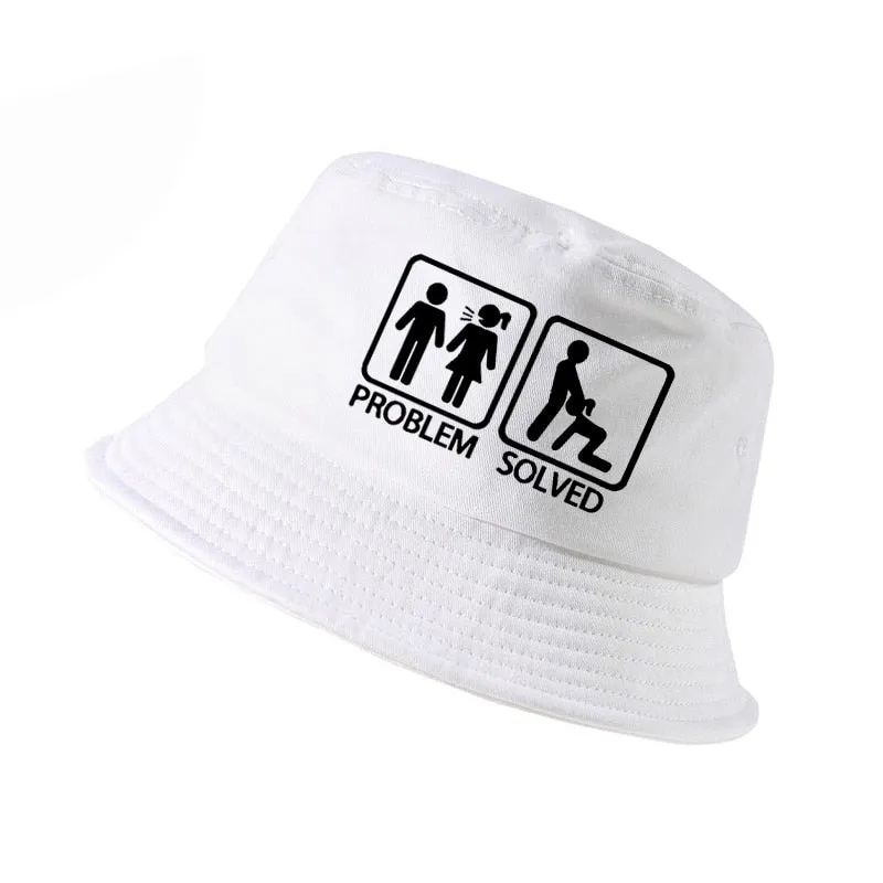 "PROBLEM SOLVED" Chapeau Bob Noir Imprimé - URB1™