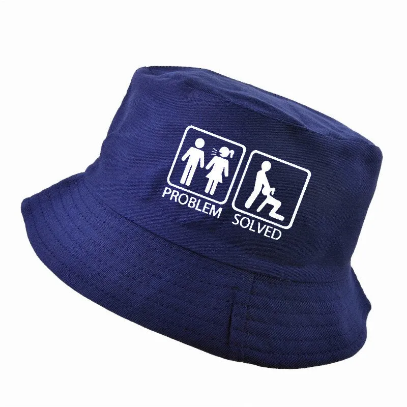 "PROBLEM SOLVED" Chapeau Bob Noir Imprimé - URB1™