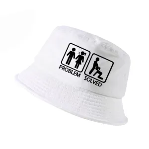"PROBLEM SOLVED" Chapeau Bob Noir Imprimé - URB1™
