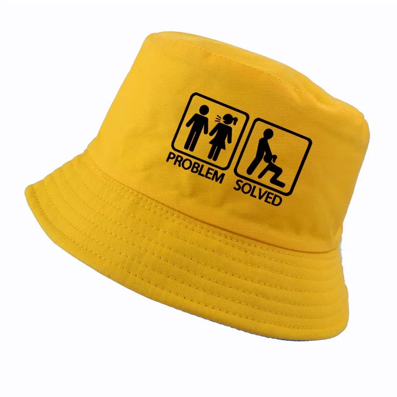"PROBLEM SOLVED" Chapeau Bob Noir Imprimé - URB1™