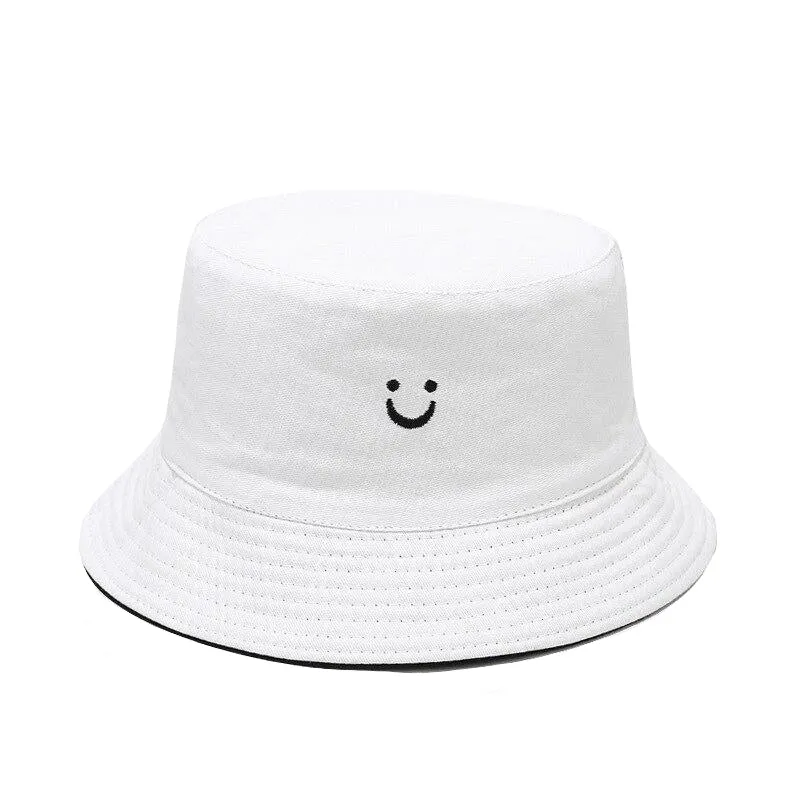 "SMILE" Chapeau Bob Noir réversible Brodé - URB1™