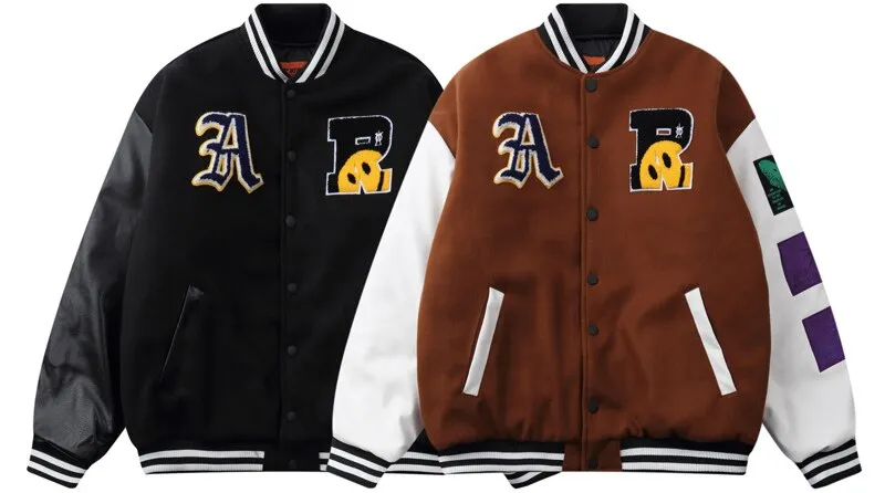 "SMILE" Veste Baseball Bombers Simili-cuir Noir - URB1™
