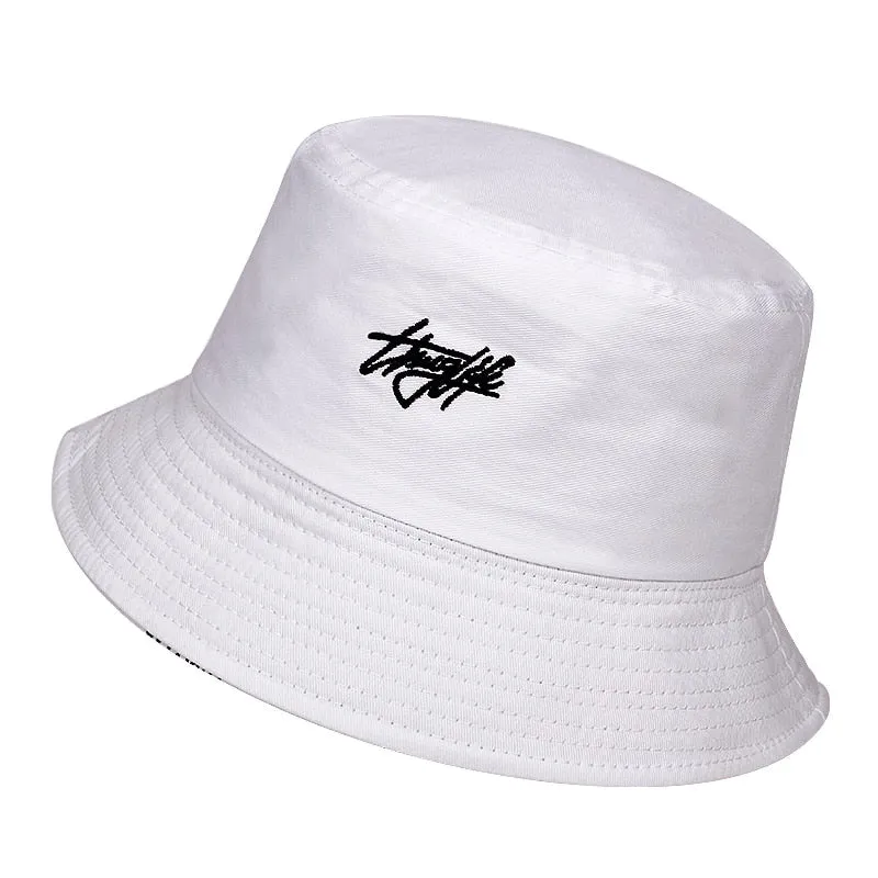 "THUG LIFE" Chapeau Bob Brodé Réversible Blanc - URB1™