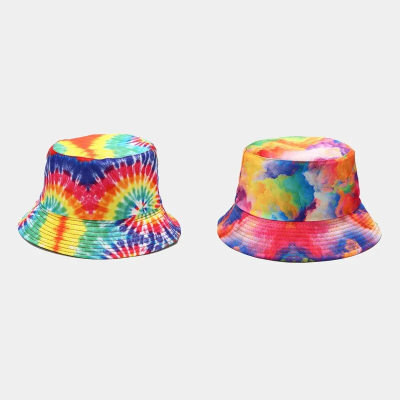 "TIE AND DYE" Chapeau Bob Imprimé Violet Bleu Blanc - URB1™