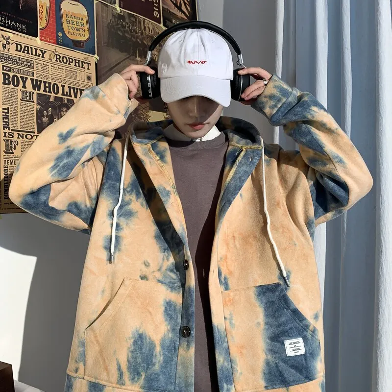 "TIE AND DYE" Sweatshirt Hoodie à capuche Bleu - URB1™