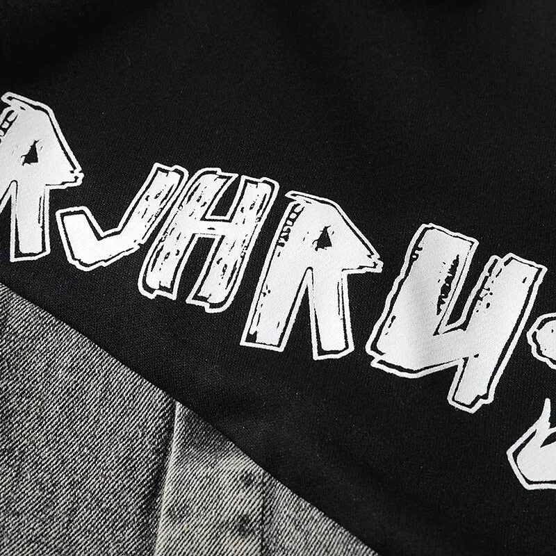 "TORJHRUS" Veste en jean denim Sweatshirt Noir - URB1™