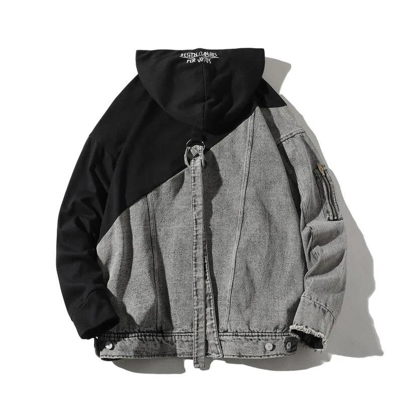 "TORJHRUS" Veste en jean denim Sweatshirt Noir - URB1™