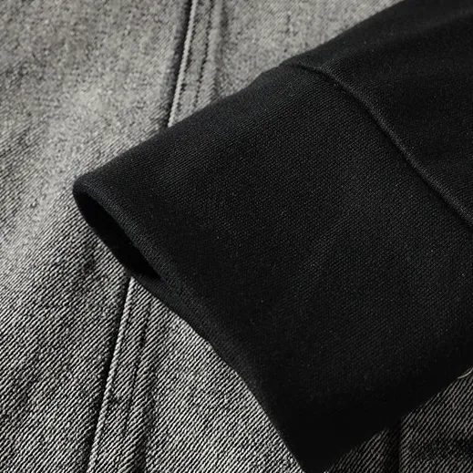"TORJHRUS" Veste en jean denim Sweatshirt Noir - URB1™