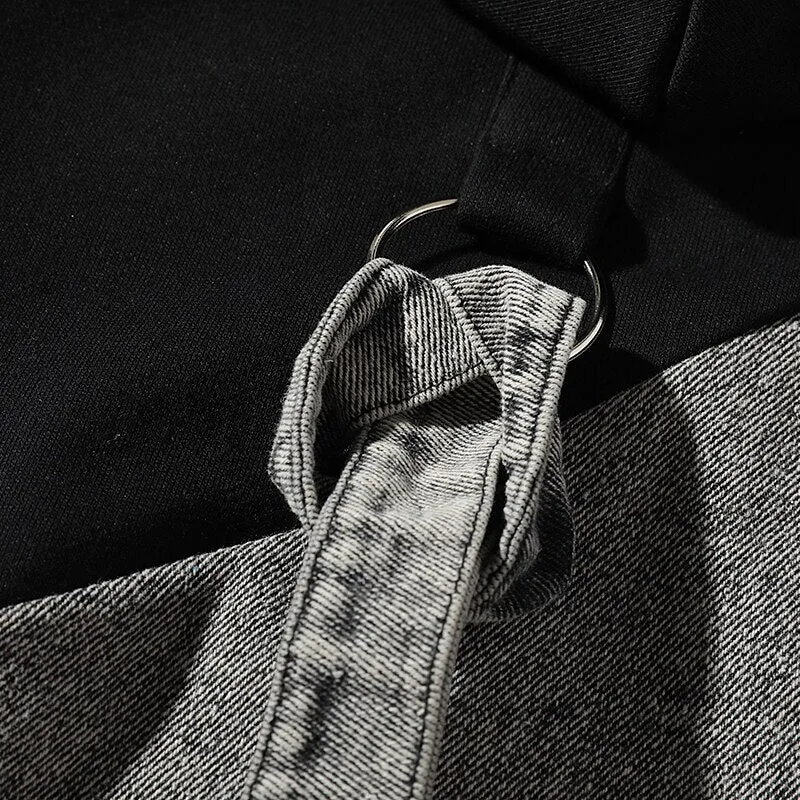 "TORJHRUS" Veste en jean denim Sweatshirt Noir - URB1™