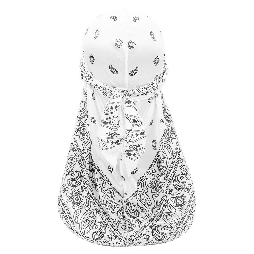 "WAVES" Durag Noir Imprimé Bandana - URB1™