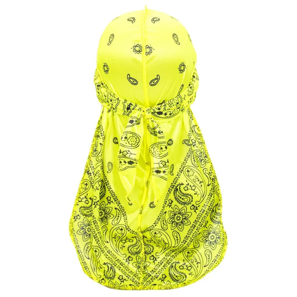 "WAVES" Durag Noir Imprimé Bandana - URB1™