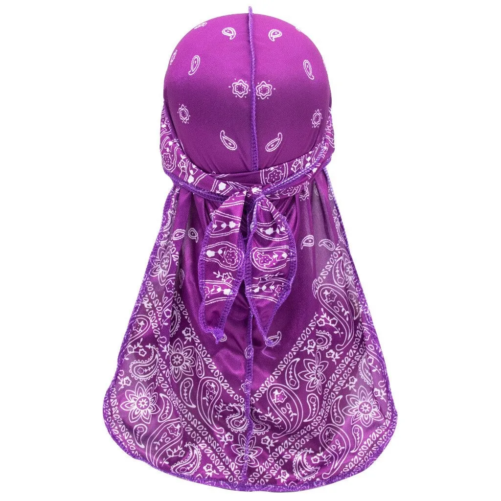 "WAVES" Durag Noir Imprimé Bandana - URB1™
