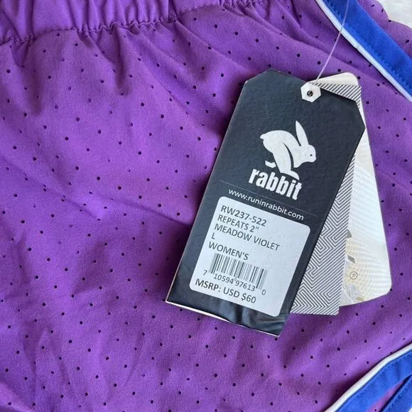 Rabbit Running Women's Repeats 2&quot; Meadow Violet Size Large NWT