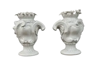Rare pair of Longton Hall Flower-encrusted vases, c. 1755