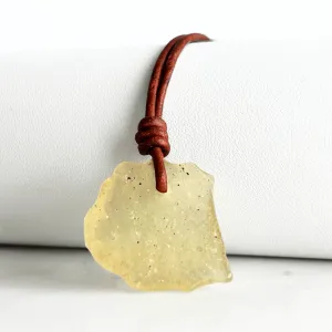 Raw Libyan Desert Glass Pendant - Unique OOAK Piece