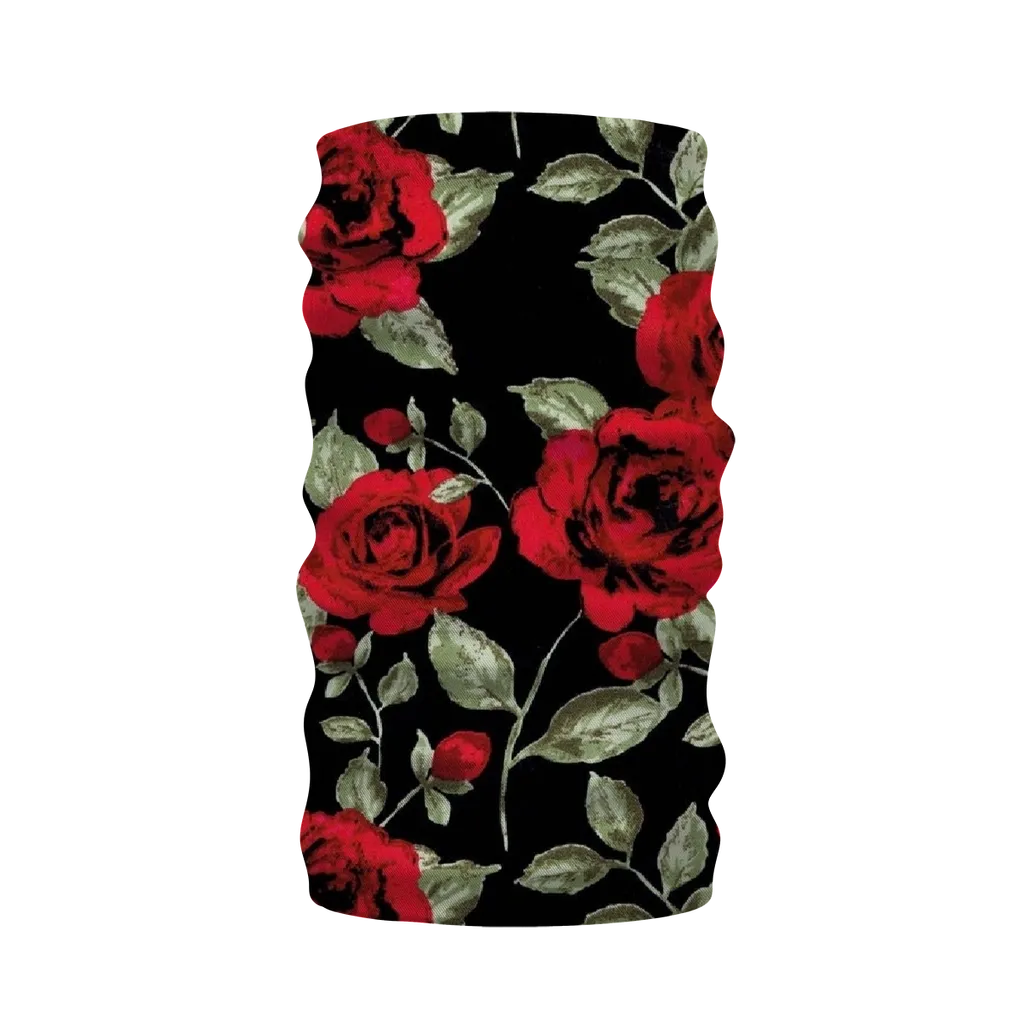 Red Roses on Black Neck Warmer Morf Scarf