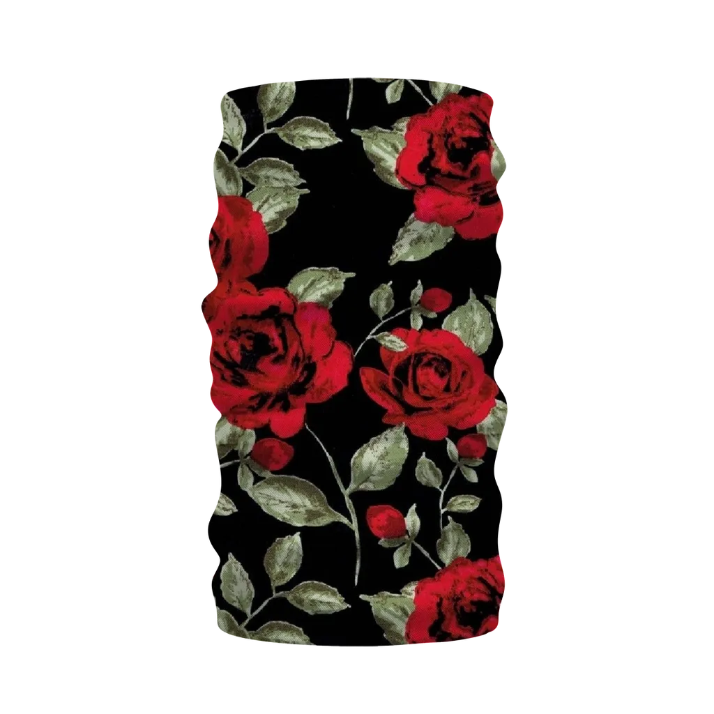 Red Roses on Black Neck Warmer Morf Scarf