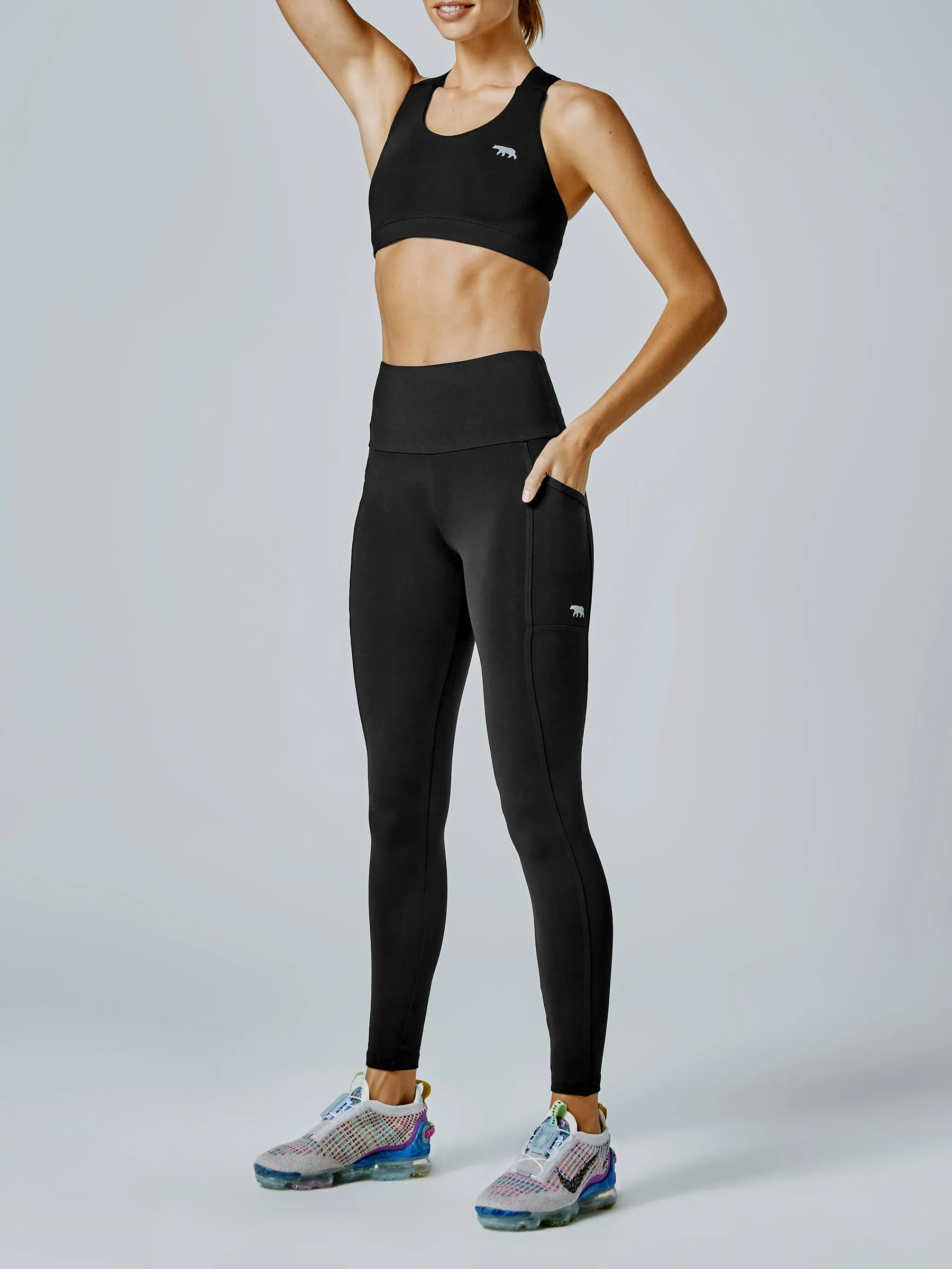 Running Bare Power Moves Ab-Waist Tight 28" - Black