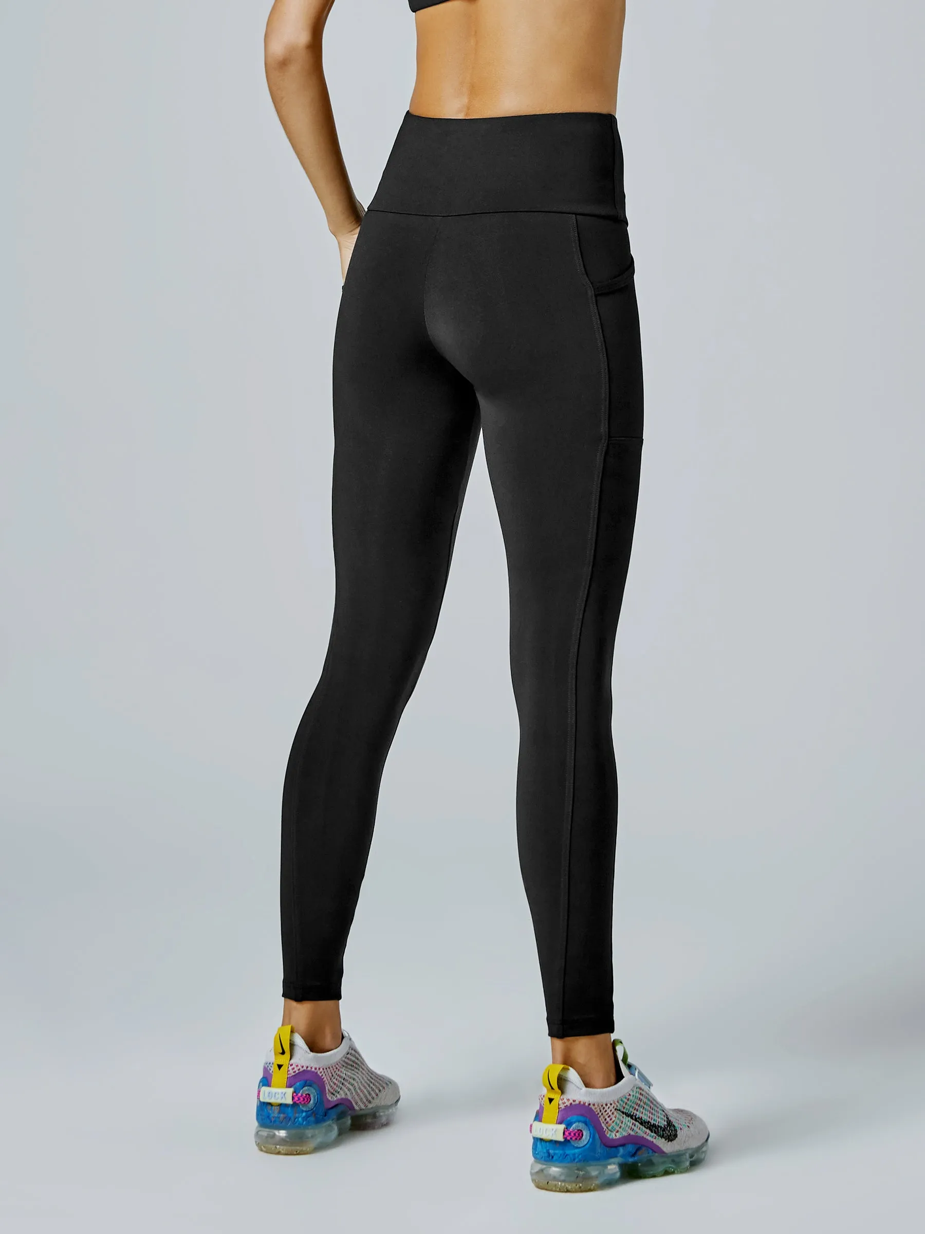 Running Bare Power Moves Ab-Waist Tight 28" - Black