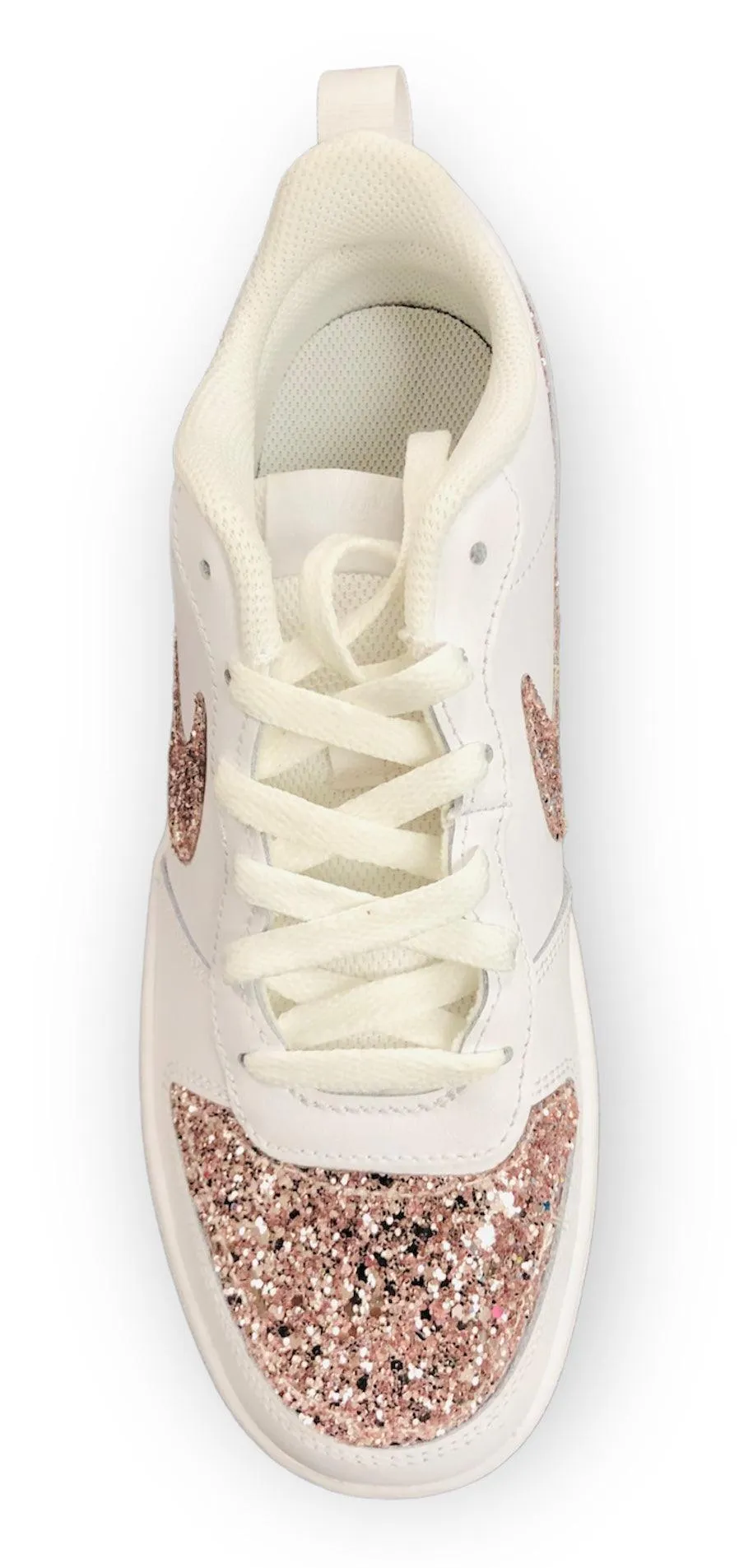 SCARPE NIKE COURT BOROUGH LOW 2 LE SNEAKERS ONE WHITE CUSTOM GLITTER