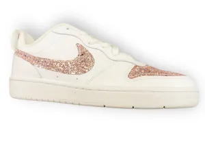 SCARPE NIKE COURT BOROUGH LOW 2 LE SNEAKERS ONE WHITE CUSTOM GLITTER