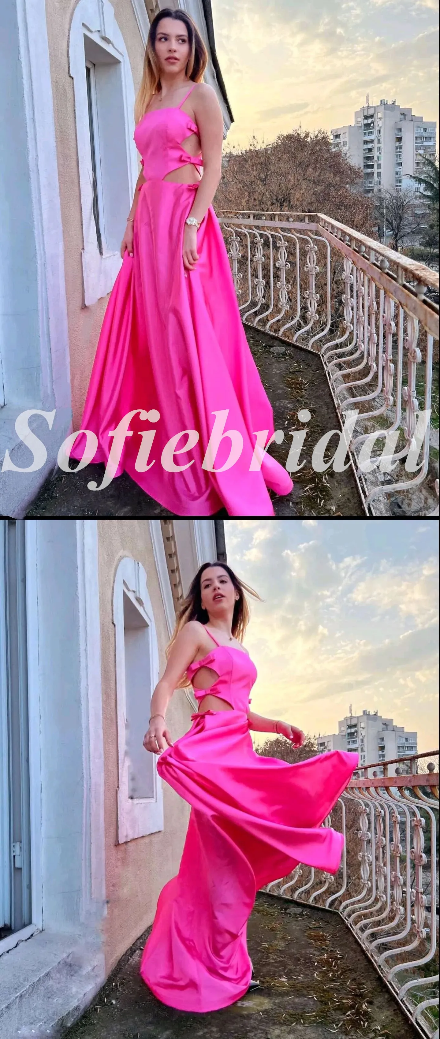 Sexy Satin Spaghetti Straps Sleeveless A-Line Long Prom Dresses, PD0837