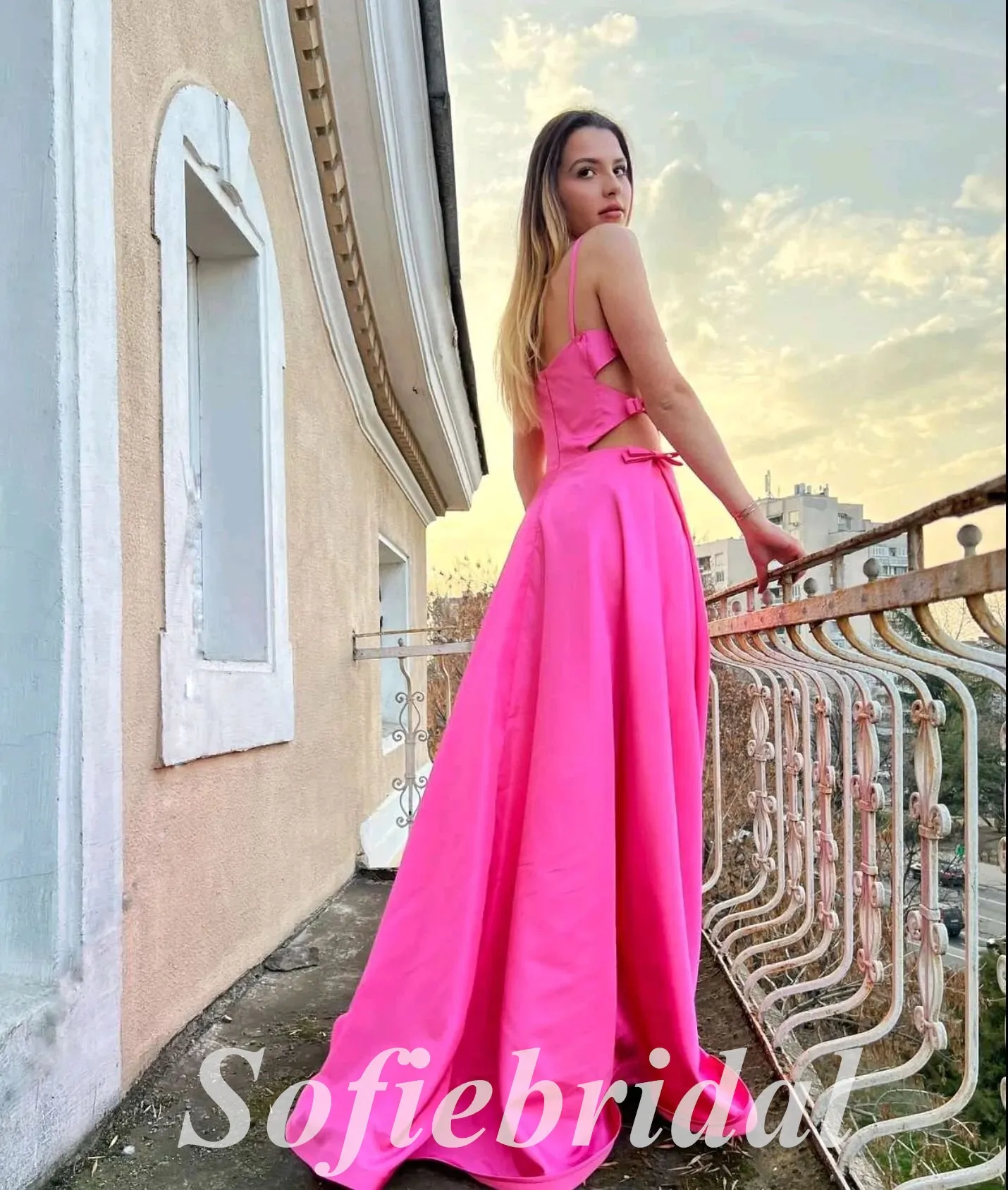 Sexy Satin Spaghetti Straps Sleeveless A-Line Long Prom Dresses, PD0837