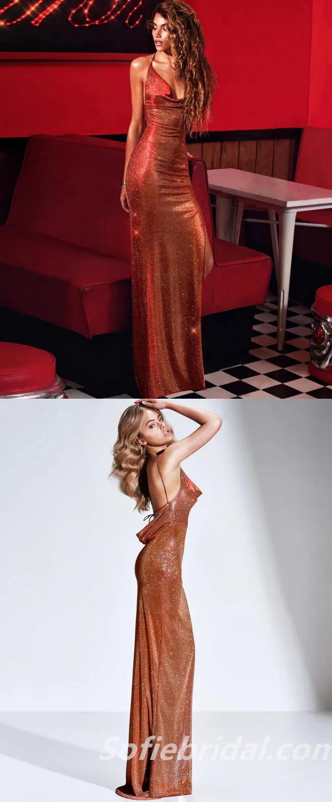 Sexy Spaghetti Spraps Lace Up Back Sheath Long Prom Dresses,SFPD0335