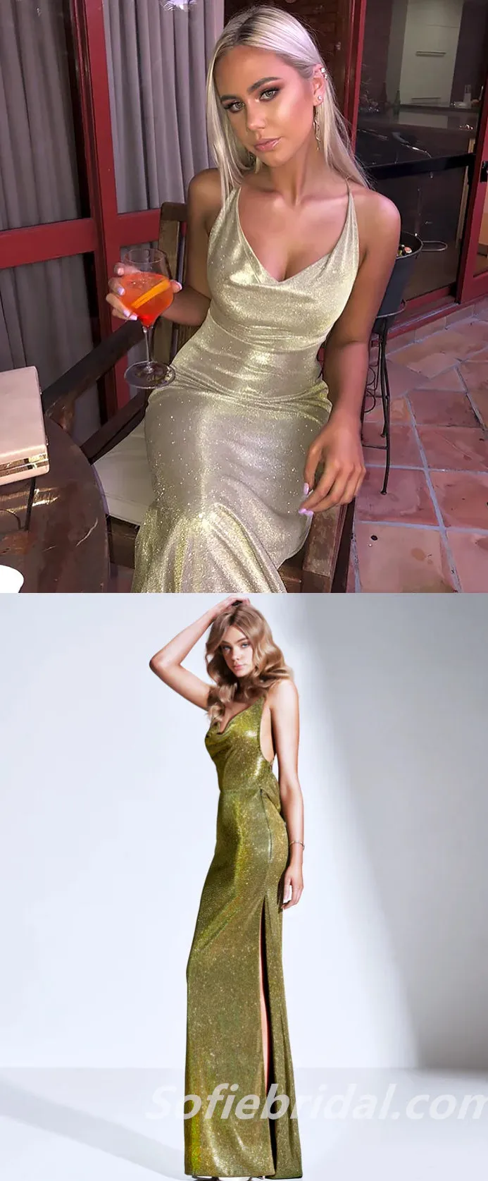 Sexy Spaghetti Spraps Lace Up Back Sheath Long Prom Dresses,SFPD0335