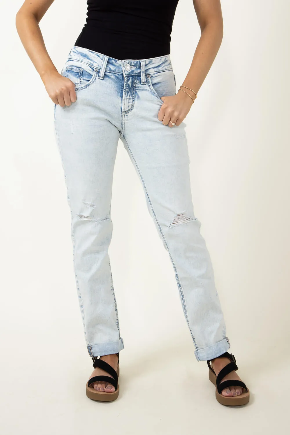 Silver Jeans Rolled Cuff Boyfriend Jeans for Women | L27101CCG163