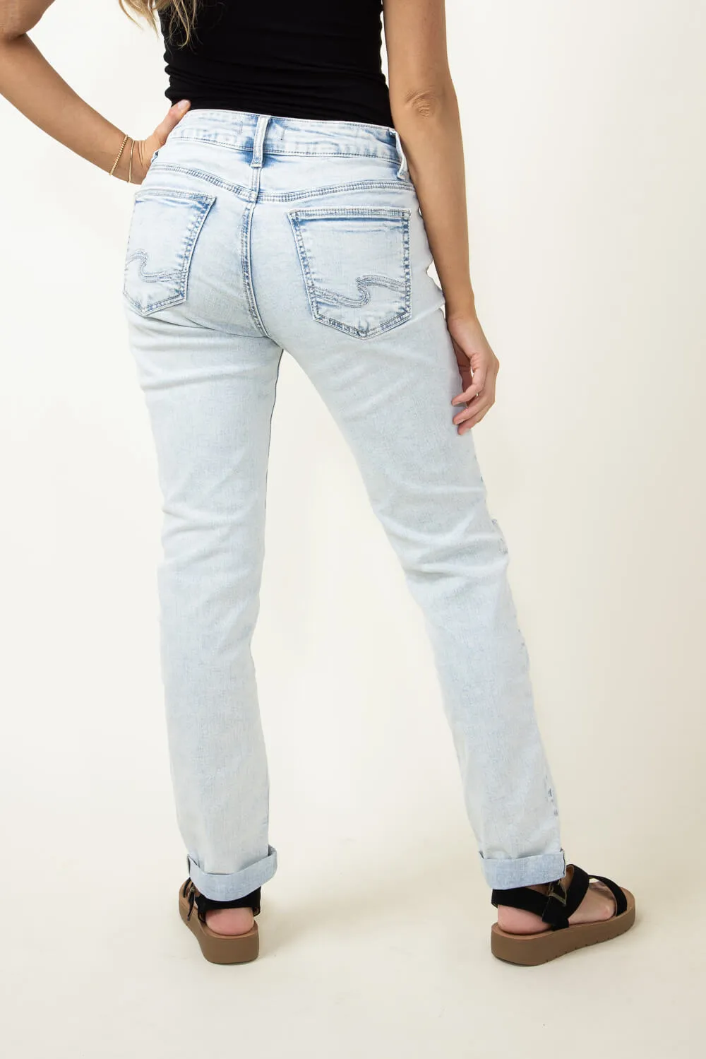 Silver Jeans Rolled Cuff Boyfriend Jeans for Women | L27101CCG163