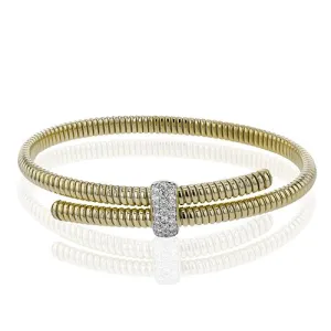 Simon G. Flexible Double Row Diamond Pave Flexible Bangle Bracelet