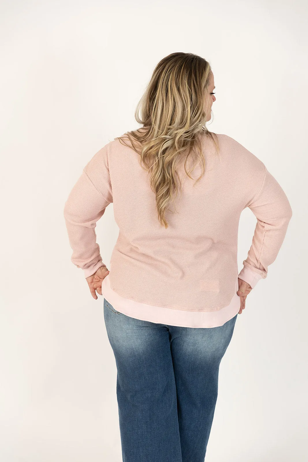 Sonya Waffle Knit Pullover Top Curvy