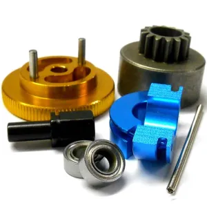 T10093 1/10 RC Alloy 2 Shoe 14T Clutch Kit Yellow Flywheel / Blue Shoes Bearings