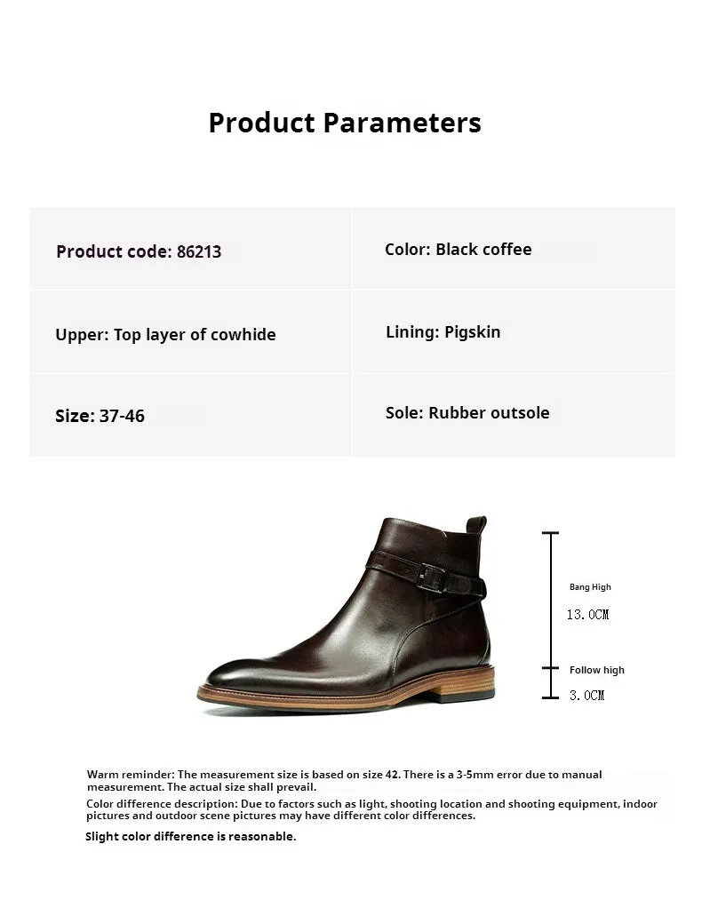 Top Layer Cowhide Men's Leather Shoes British Pointed Chelsea Boots Men's Shoes Winter Genuine Leather Lining Business Formal Wear Ankle Boots86213