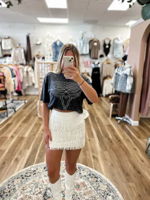 Western Boot Stitch Black Graphic Tee